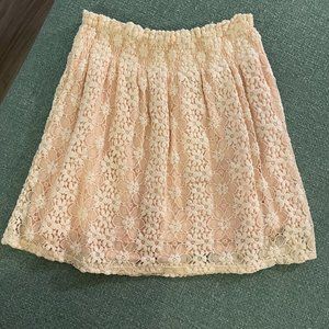 Mimi Chica Floral Lace Skirt - Ivory Blush, Small